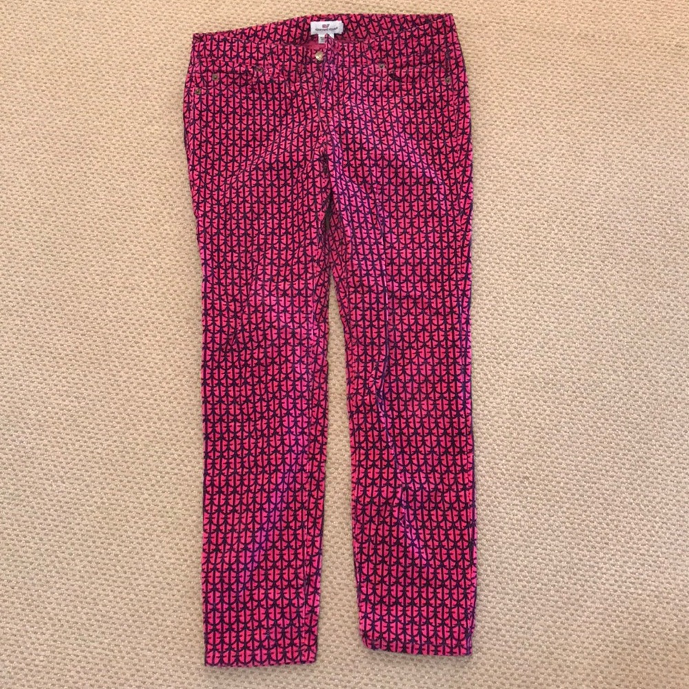 Vineyard vines corduroy navy and pink anchors